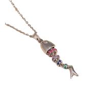 Générique Collier pendentif poisson flottant dynamique finition résistante rayures longueur réglable chaîne de cou bijoux avant-gardistes collier pendentif poisson créatif