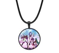 Générique Collier Pendentif Rond Demon Hunter K-pop Hun-trix, Cordon Cuir Noir, Style Décontracté Unisexe, TPU Souple (2)