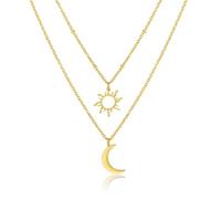 Générique Collier pendentif style multicouches totem soleil et chaîne perlée de lune pour femmes
