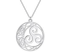 Générique Collier pendentif Trinity Knot Triple Spiral Moon pour femmes Bijoux en acier inoxydable Triskelion