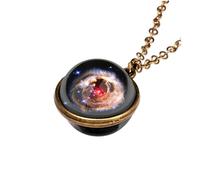 Générique Collier Pendentif Univers Rétro en Acier Inoxydable Design Lumineux Nocturne Taille Unique Bijou Unisexe pour Fêtes Voyages et Usage Quotidien Présent Astronomie pour Femme