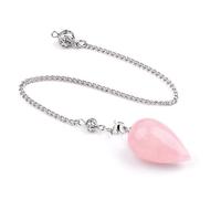 Générique Collier pendule en forme de larme en cristal naturel Lumisoul - Pendentif vintage en pierres semi-précieuses for le yoga et la méditation(Rose Quartz,10)