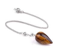 Générique Collier pendule en forme de larme en cristal naturel Lumisoul - Pendentif vintage en pierres semi-précieuses for le yoga et la méditation(Tiger Eye,1)