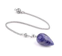 Générique Collier pendule en forme de larme en cristal naturel Lumisoul - Pendentif vintage en pierres semi-précieuses for le yoga et la méditation(Blue Dumortierite Stone,5)