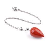 Générique Collier pendule en forme de larme en cristal naturel Lumisoul - Pendentif vintage en pierres semi-précieuses for le yoga et la méditation(Red Jasper,5)