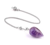 Générique Collier pendule en forme de larme en cristal naturel Lumisoul - Pendentif vintage en pierres semi-précieuses for le yoga et la méditation(Amethyst,10)