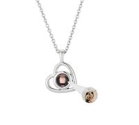 Générique Collier Personnalisé Photo Projection Collier pendentif coeur,100 langues en forme de cœur amoureux mémoire cadeau pendentif bijoux femmes (Argent)