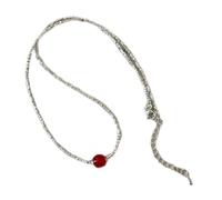 Générique Collier plaqué argent à la mode avec perles d ' agates et pendentif coeur d ' amour, accessoire pour femmes élégantes, collier de perles à usage quotidien