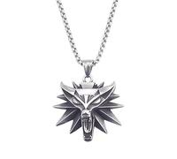 Générique Collier pour homme avec pendentif en forme de tête de loup - Chaîne en acier inoxydable - Collier hip hop - Style sauvage - Punk - Pour homme et femme