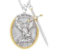 Générique Collier pour hommes basé sur la foi bouclier croisé Crucifix charme l ' archange cravate Vintage chaîne de cou rétro bijoux chrétiens pour hommes