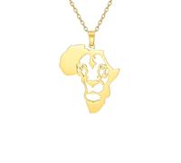 Générique collier pour hommes, Carte Afrique Collier Lion à crinière Roi de la jungle Bijoux tribaux égyptiens Pendentif animal