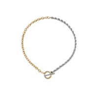 Générique Collier pour hommes, collier collier ras-du-cou vintage bicolore à gros coup de cul à chaîne épaisse torsadée pour femmes Bijoux tendance Cadeau d’amitié