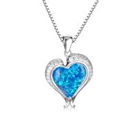 Générique Collier pour hommes, collier en pierre en forme de cœur d’amour romantique, pendentif en forme de dauphin opale bleu blanc, collier en chaîne couleur or rose argenté pour femmes hommes