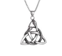 Générique collier pour hommes, collier pendentif vintage punk trinity pour hommes et femmes, bijoux de nœud nordique celtique en forme de serpent cadeau