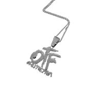 Générique Collier pour hommes, Lettres luxueuses en cristal de glace en zirconie, collier pendentif OTF pour hommes et femmes, cadeau de mode Rock Rap Party