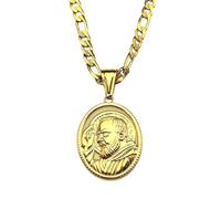 Générique Collier pour hommes, médaille ovale du père collier pour femmes amulette chrétienne couleur or pour hommes colliers bijoux