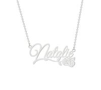 Générique Collier pour hommes, nom personnalisé avec plaque de nom et fleur pour femmes, collier pendentif pour femmes, cadeau de bijoux de mariage