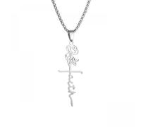 Générique collier pour hommes, pendentif en forme de croix d’amour éternelle en rose creuse, collier adapté aux cadeaux d’anniversaire pour hommes et femmes