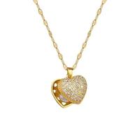 Générique Collier pour hommes, pendentif en forme de cœur incrusté de zircon étincelant exquis, accessoires pour dames à la mode et luxueux