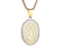 Générique Collier pour hommes, pendentif médaille incrusté de zircon pour hommes, femmes portent des églises, bijoux de prière cadeaux