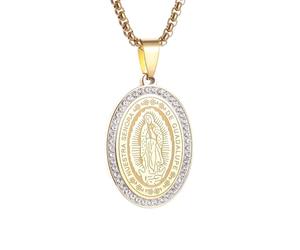 Générique Collier pour hommes, pendentif médaille incrusté de zircon pour hommes, femmes portent des églises, bijoux de prière cadeaux