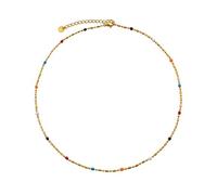 Générique Collier ras de cou coloré perlé en or pour femme, collier de perles Boho Rainbow Seed, Dainty Daily Wear & Summer Festival bijoux