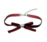 Générique Collier ras du cou à la mode avec nœud papillon et cœur | Chaîne de collier en ruban d ' inspiration Vintage, bijoux de cou faits à la main pour femmes, bijoux de collier