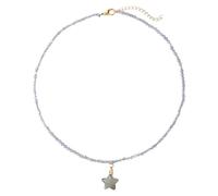 Générique Collier Ras Du Cou En Perles De Pierre Précieuse, Pendentif Étoile À Facettes En Pierre Naturelle, Pour Femmes Et Hommes, 3 Mm De Cristaux, Bijou De Plage, Cadeau Avec Pochette, Labradorite