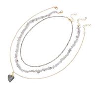Générique Collier Ras Du Cou En Pierre Naturelle Multicouche Pour Femmes Et Filles, Orné De Pendentifs En Pierres Précieuses Irrégulières, Style Bohème, Avec Cristaux De Guérison Et Labradorite.