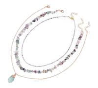 Générique Collier Ras Du Cou En Pierres Naturelles À Plusieurs Rangs Pour Femmes Et Filles, Pendentif En Pierres Précieuses Irrégulières, Style Bohème, Bijou En Cristal De Guérison, Cadeau Coloré