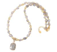 Générique Collier Ras Du Cou Irrégulier En Perles De Pierre Naturelle, Style Bohème, Fait Main, Avec Pochette, En Labradorite.