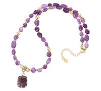 Générique Collier Ras Du Cou Irrégulier En Perles De Pierre Naturelle, Style Bohème, Fait Main, Orné De Cristaux De Guérison, Avec Pochette. Améthyste.