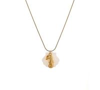 Générique Collier réglable avec pendentif coquillages, étoiles de mer, conque et chaîne en acier inoxydable plaqué or 18 carats Summers Marine Styles Necklace