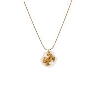 Générique Collier réglable avec pendentif coquillages, étoiles de mer, conque et chaîne en acier inoxydable plaqué or 18 carats Summers Marine Styles Necklace