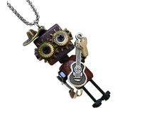 Générique Collier Robot - Bijou De Cou En Bois Vintage - Pendentif Punk Pour Sac - Pour Dames Épouses Amateurs De Mode Étudiants En Art Collectionneurs Festivals De Musique Fêtes À Thème