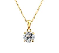 Générique Collier SOLITAIRE Femme Plaqué Or 18 Carats et Zirconium - Pendentif Diamant de Synthèse 8mm - Chaîne 42cm - Bijou Poinçonné - Cadeau Anniversaire Noël Saint-Valentin - Éclat Éternel