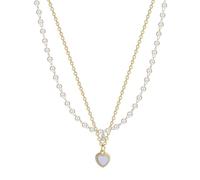 Générique Collier Superposé Pendentif Cœur En Perle Délicat