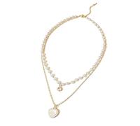 Générique Collier Superposé Pendentif Cœur En Perle Délicat