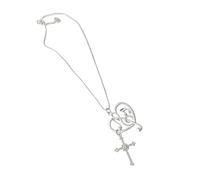 Générique Collier tendance avec note d ' amour et symbole crucifix, accessoire de chaîne en acier inoxydable fait à la main, parfait pour un usage quotidien, collier de rencontre de musique en cœur