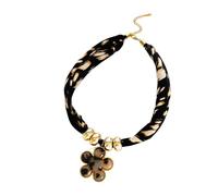 Générique Collier tendance combinant corde léopard, accent floral et breloque en forme de cœur, accessoire de bijoux tendance léopard