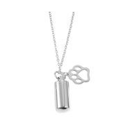 Générique Collier urne funéraire avec pendentif cylindrique gravé ensemble pour toujours dans la mémoire d'amour en acier inoxydable pour cendres souvenirs souvenirs cadeaux urnes (Silver)