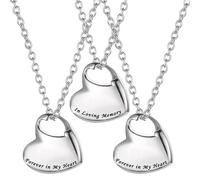 Générique Collier urne funéraire en forme de cœur, bijou commémoratif pour cendres, lot de 3 avec motif gravé, chaîne réglable en acier inoxydable, pour garder avec élégance les cendres d'êtres chers