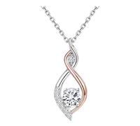 Générique Collier Y Collier en argent 925 pour femmes, amour sans, pendentif plaqué or Rose et, en CZ Pendentifs Seuls Et PièCes Pour Femme (White, One Size)