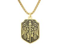 Générique Colliers de Chevalier Épée Sainte Pendentif d’Amulette Vintage Ailes d’Ange Protectrice pour Hommes Cadeau Double Face
