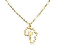 Générique Colliers délicats en forme de cœur d’amour avec carte africaine collier pour femmes bijoux africains