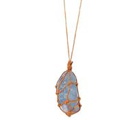 Générique Colliers en naturel-pendentif réglable en pierre précieuse célestine, collier en pierre tressée pour femmes et hommes, noël