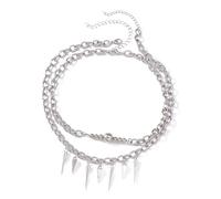 Générique Colliers gothiques pour clavicule, 2 pièces, Construction en alliage Zn, vêtements unisexes, breloque Punk, accessoires de cou Hip Hop, perles rondes, chaîne de cou