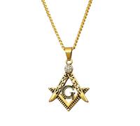 Générique Colliers maçonniques vintage à symboles masculins de style punk style franc-maçonn, pendentif maçon avec chaîne cubaine de 20-27"