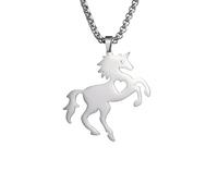 Générique Colliers pendentifs en forme de cheval de course pour hommes et femmes, cœur d’amour de couple, chaîne de cou d’animal, bijoux pour amoureux