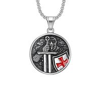 Générique colliers pour femmes, collier pendentif en forme de croix de chevalier templier en armure vintage pour hommes, amulette punk de mode cadeau